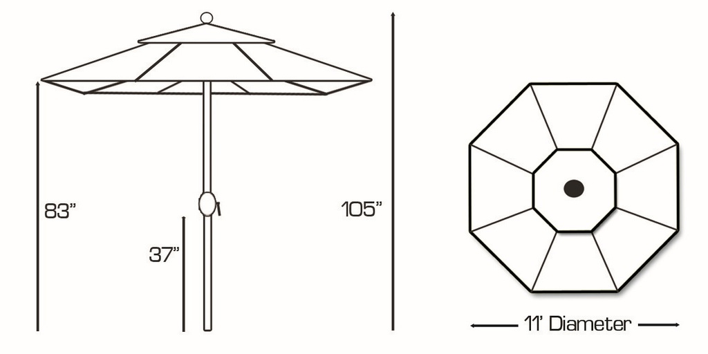 986 - 11' Autotilt Aluminum Umbrella with LED Lights Outdoor Patio Furniture
