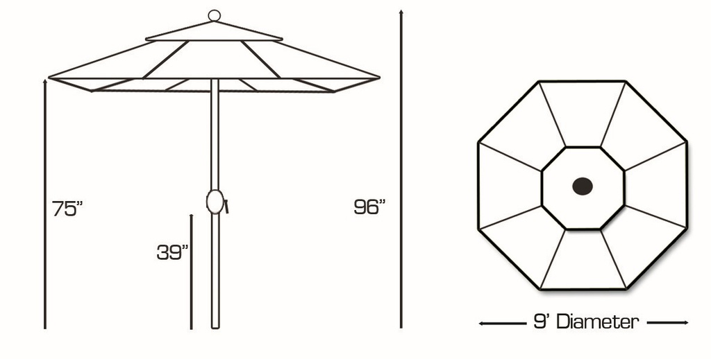 738 - 9' Deluxe Autotilt Aluminum Umbrella Outdoor Patio Furniture