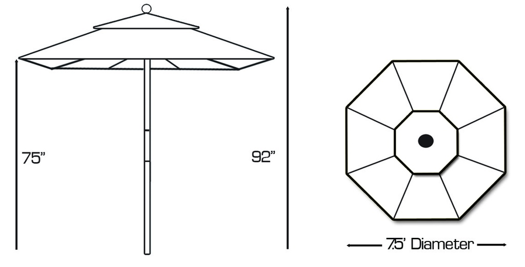 121/221 - 7.5' Manual Lift Wood Umbrella