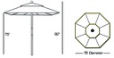 121/221 - 7.5' Manual Lift Wood Umbrella