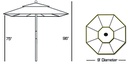 136 - 9' Single Pole Wood Umbrella