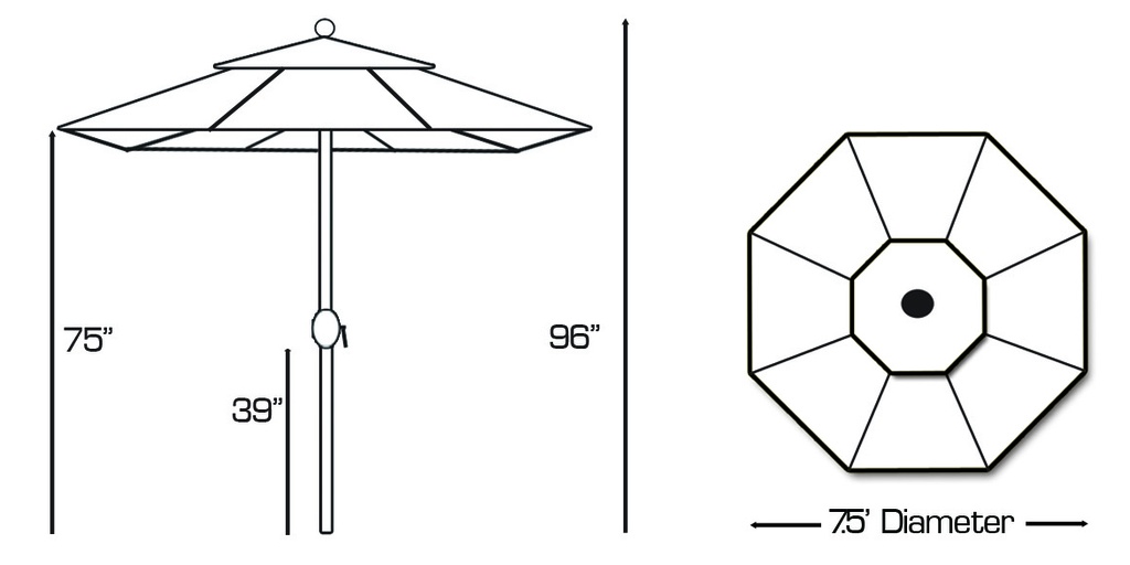 727 - 7.5' Deluxe Autotilt Aluminum Umbrella