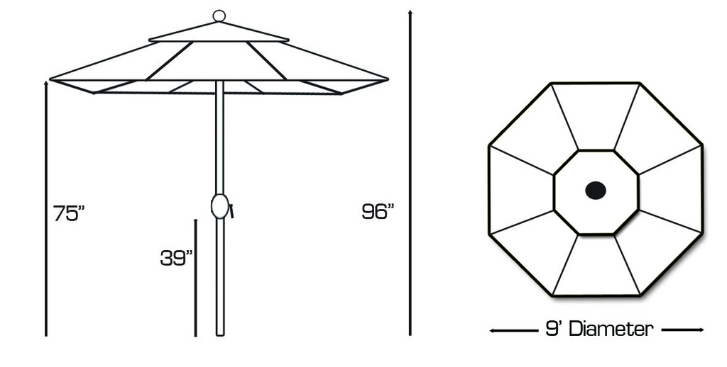 737 - 9' Deluxe Autotilt Aluminum Umbrella