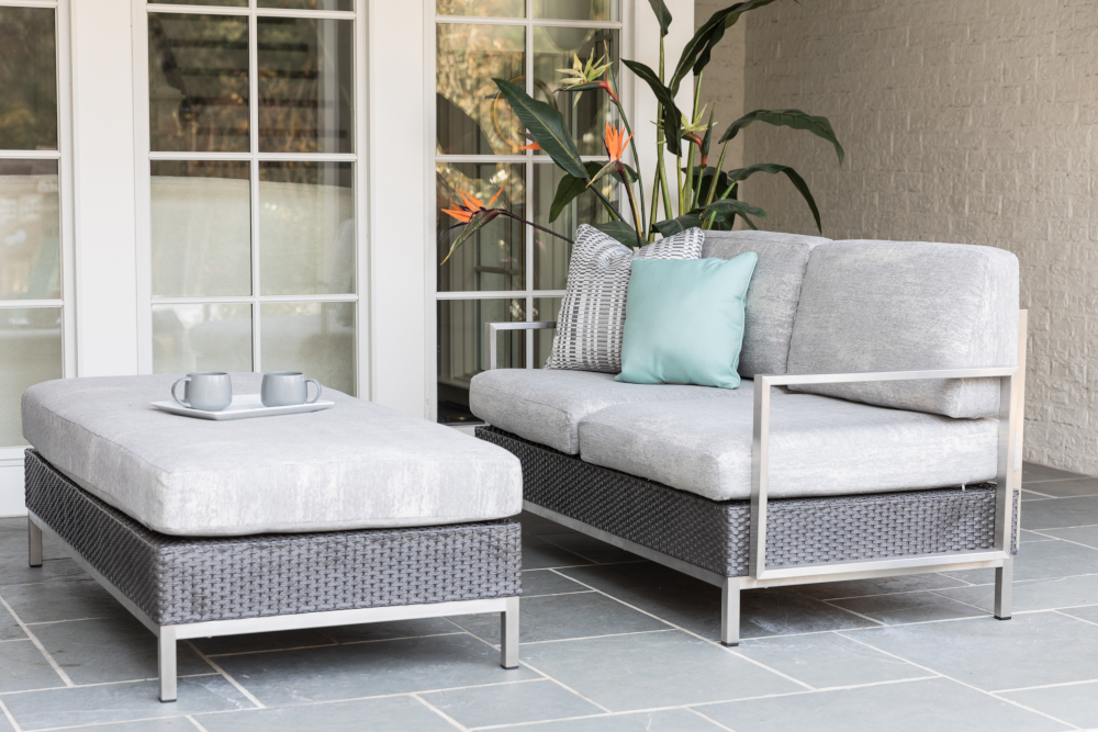 Elements Settee with Stainless Steel Arms & Back