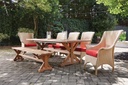 Universal Teak 86-100" Double Butterfly Leaf Umbrella Dining Table
