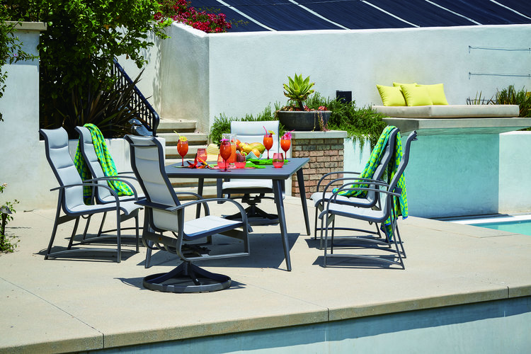 Martinique Sling Swivel Bar Chair