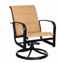 Fremont Padded Sling Swivel Rocking Dining Arm Chair