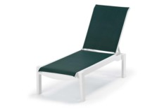 Leeward MGP Sling Stacking Armless Long Chaise w/ Wheels