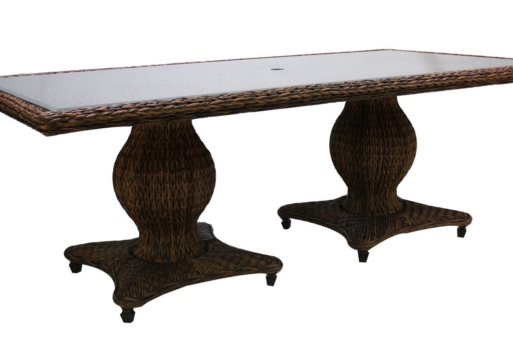Antigua 96" Rectangle Woven Top & Glass