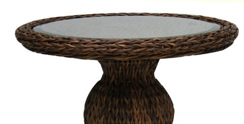Antigua Woven Top & Glass-End Table