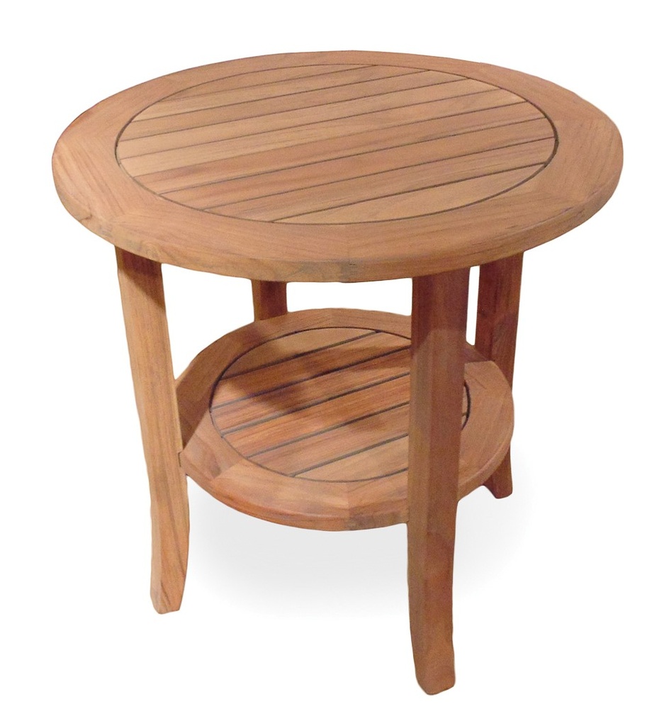 Universal Teak 24” Round 
End Table w/ Shelf