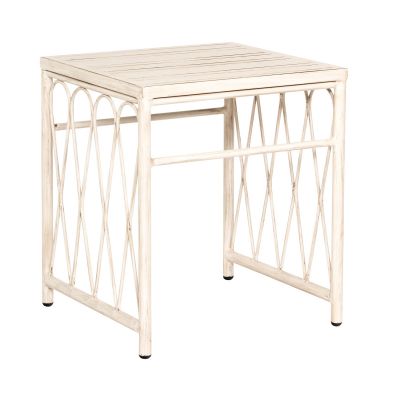 Cane End Table with Slatted Top