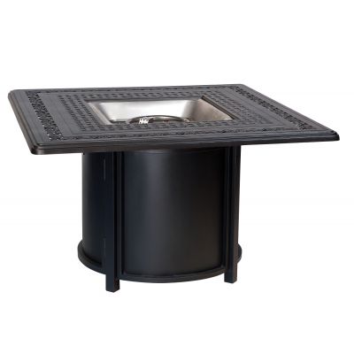 69M741-Round Chat Height Fire Table Base with Square Burner and Belden Accents
