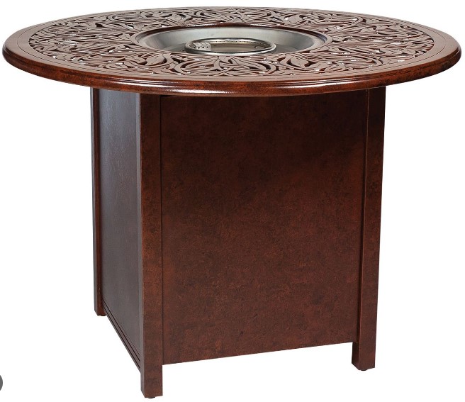 65M748-Square Chat-Height Fire Table Base with Round Burner