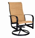 Fremont Padded Sling High Back Swivel Rocking Dining Arm Chair