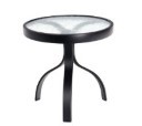Deluxe Aluminum 18” Round End Table with Obscure Glass