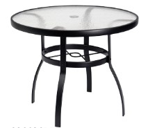 Aluminum Deluxe 36" Round Umbrella Table with Obscure Glass