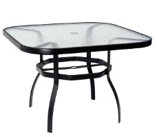 Aluminum Deluxe 42&quot; Square Umbrella Table with Obscure Glass