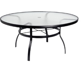 Aluminum Deluxe 54&quot; Round Umbrella Table with Obscure Glass