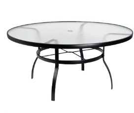 Aluminum Deluxe 60&quot; Round Umbrella Table with Obscure Glass