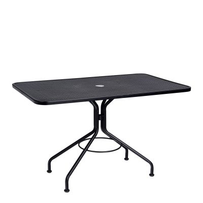 Iron 48" x 30" Rectangular ADA Umbrella Table with Solid Iron Top and Pedestal Base