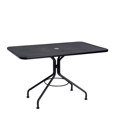 Iron 48" x 30" Rectangular Umbrella Table with Solid Iron Top and Universal Base