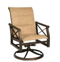 Andover Padded Sling High Back Swivel Rocking Dining Arm Chair