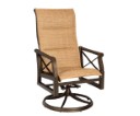 Andover Padded Sling High Back Swivel Rocking Dining Arm Chair