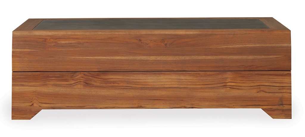 Universal Teak 54” Rectangular Cocktail Table 
Faux Concrete Inset