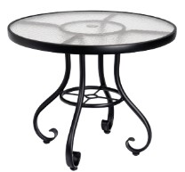 Aluminum 36” Round Ramsgate Umbrella Table with Obscure Glass