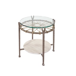 Hemingway Round Accent Table-Glass Top