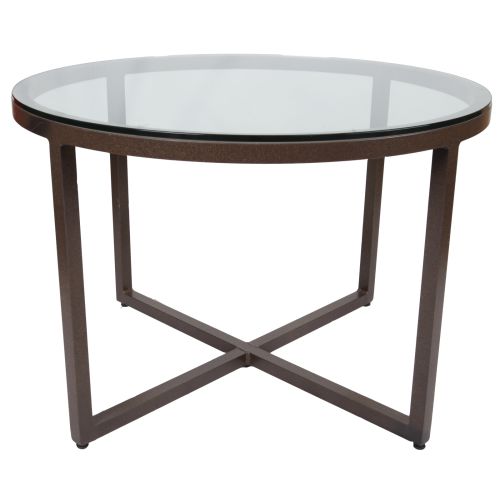 [455-42] Contempo Round Dining Table w/Glass